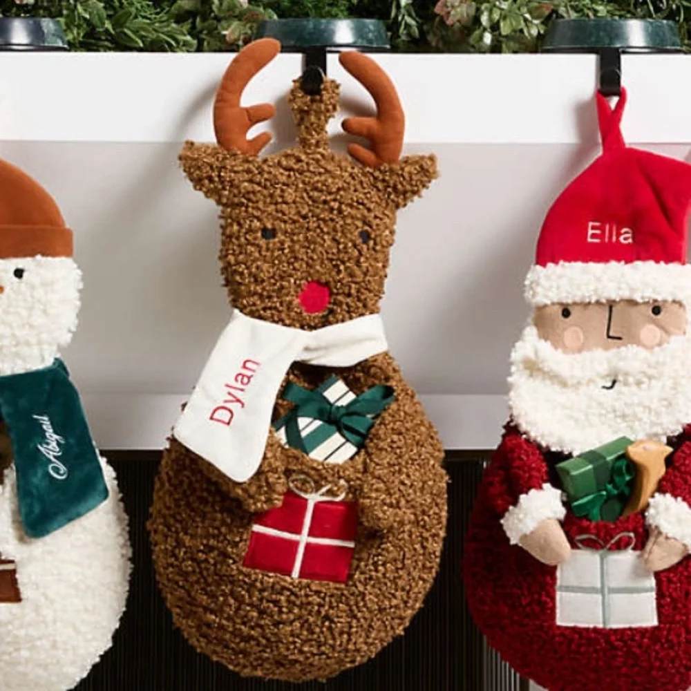 Crate&kids Brown Reindeer Holiday Stocking Crate&barrel